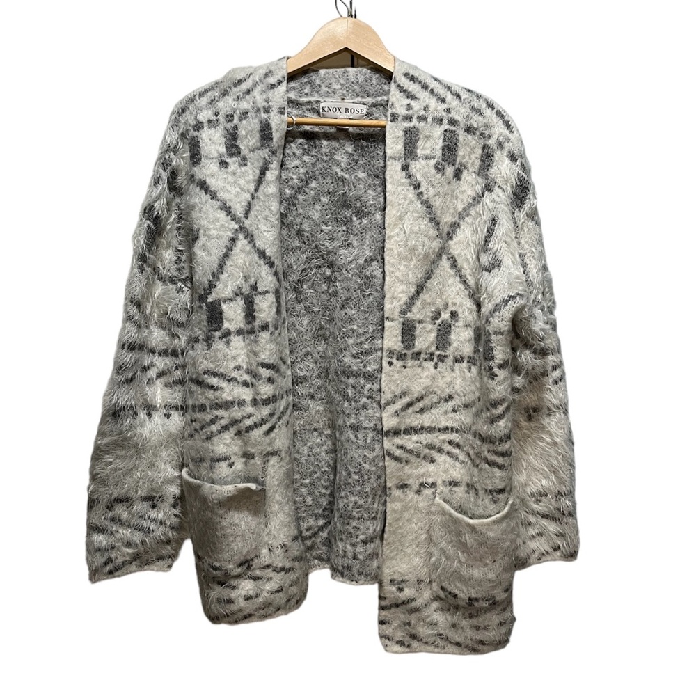 Knox Rose Fuzzy Patterned Cardigan